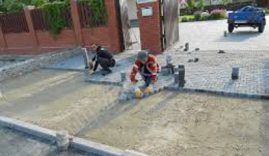 Укладка тротуарной плитки, бетон, дренаж,