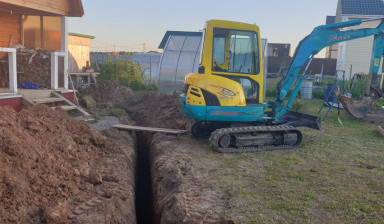 Объявление от Жаворонков Евгений Петрович: «Услуги  мини экскаватора  s-planirovochnim-kovshom» 2 фото