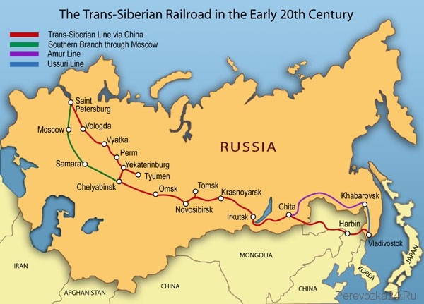 Карта транссибирской магистрали 1905